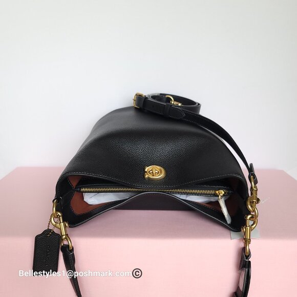 COACH Willow Polished Pebbled Leather Bucket Shoulder Bag- Black color ⭐ - Picture 11 of 16